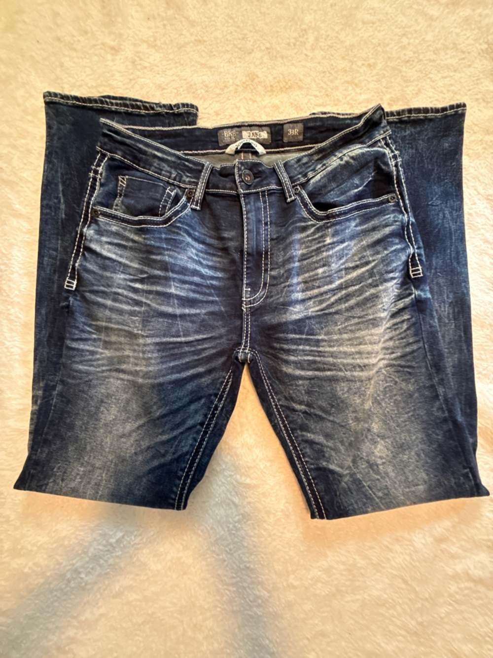 BLK Jake DNM Men's Washed Dark Blue Relaxed Jeans
